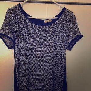 Knit blue and cream top